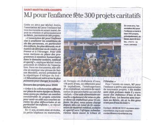 Article de presse paru dans Ouest-France, vendredi 24 avril 2026.